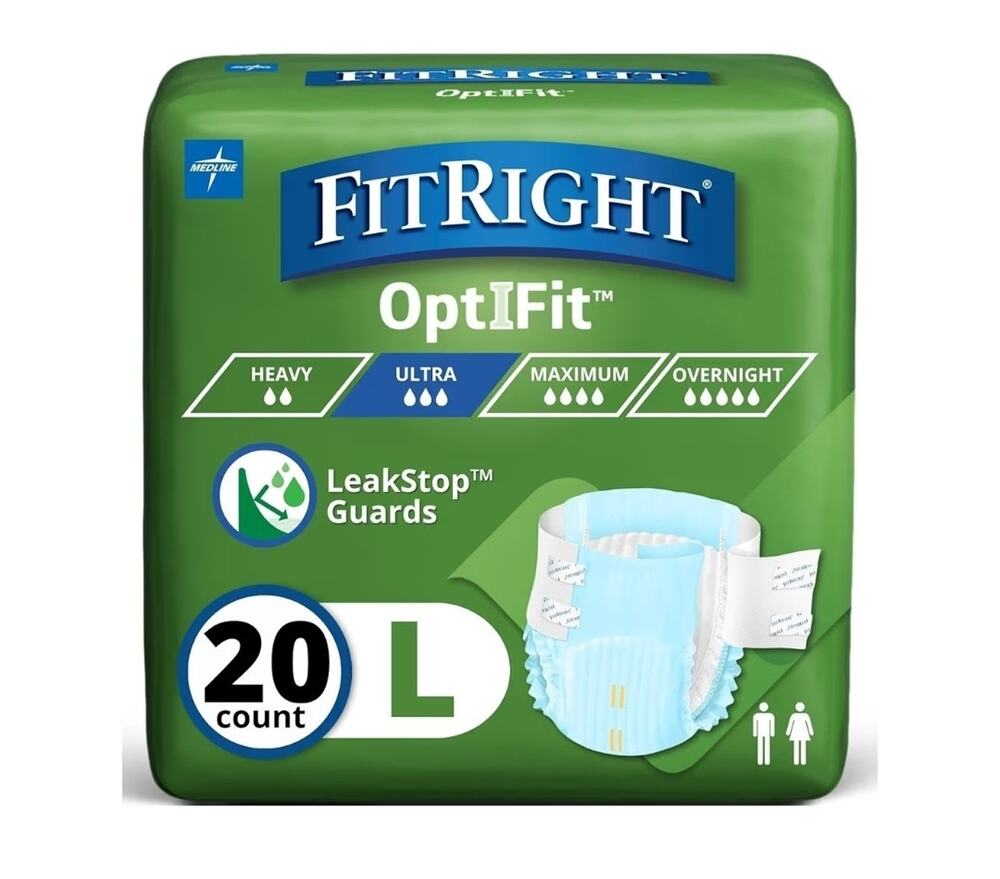 FitRight Extra+ Adult Diapers, Incontinence Briefs Large (44"-56") 20 Count